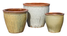 Rustic Rim Cream S/3 - Outdoor Pots -large Pots