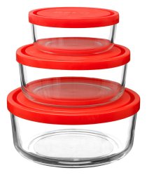 Bowl Set/3 W/red Lids