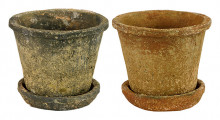 Rustic Cement W/saucer 5" Asst
