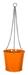 Chained Bucket Hanger Poppy orange- hanging plant pot