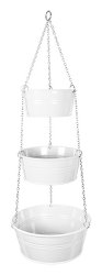 Chained Metal Pots 3 Tier White - hanging planter