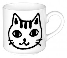 Mug Black & White Cat Face 7oz