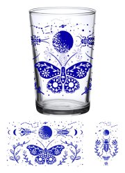 Vintage Moon moth 7oz Juice glass - glassware usa -wholesale