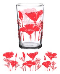 Vintage Red Poppy Glass 7oz