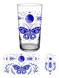 Vintage Moon moth 16.oz Beverage glass