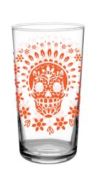 Vintage Skull Orange Glass16oz