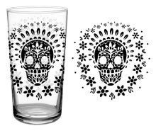 Vintage Skull Black Glass 16oz