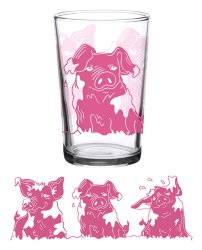 Vintage Glass Muddy Pigs  7oz- glassware usa- wholesale