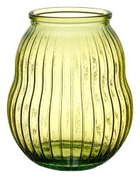 Hurricane Vase- Albania 23 Cm Citrin, Ribbed Glass Vase