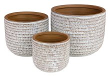 Indoor Hatched S/3 White -plant pot