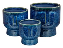 Indoor Face Pot S/3 Blue - Plant Pot Wholesale