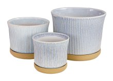 Indoor Flare W/saucer S/3 Wht - Plant Pots