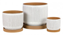 Grooved Pot W/saucer S/3white