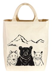 Canvas Tote Trio Large - Bear Wolf and Cougar