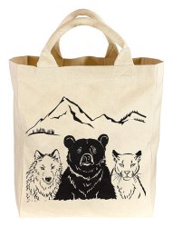 Canvas Tote Trio Medium  - Bear Wolf and Cougar