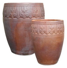 Ironstone Empossed Urn S/2 - CLAY POT - TERRACOTTA