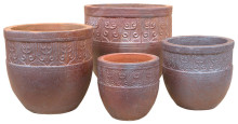 Ironstone Embossed  S/4 - CLAY POT - TERRACOTTA