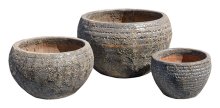 Riviera Onda Blk Coral S/3 Stoneware Pots