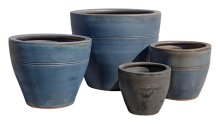 Reverse Rim Egg Pot Black S/4- wholesale pots -stoneware pots