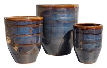 Tall Rev Rim Egg Pot Brown S/3 - wholesale plant pot