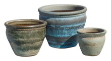 Tall Belly Braid Pot Copper S/ - wholesale - plant pots stoneware