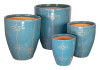 Egg Pot Floral Turquoise S/4