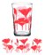 Vintage Juice Glass Red Poppy Glass 7oz - Cottagecore glass