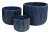Indoor Groved Navy S/3 -Plant Pot - Dark Blue