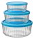 Faceted Storage Bowl Set/3 -Glass Bowl with Lid